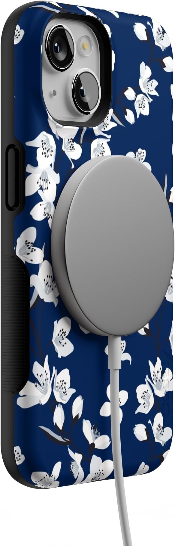 Casely iPhone 14 Case | Floral Forest | Navy Cherry Blossom Floral | Compatible with MagSafe | Bold Protective Design