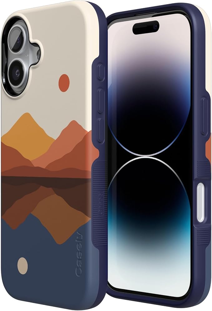 Casely iPhone 17 Case | Opposites Attract | Day & Night Colorblock Mountains | Compatible with MagSafe | Bold Protective Design