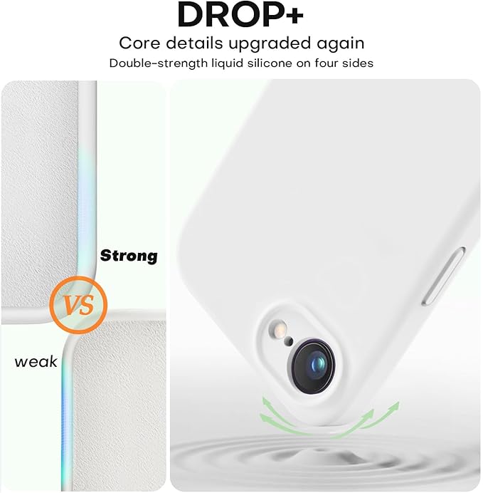 Vooii Compatible with iPhone 16e Case, Liquid Silicone Upgrade [Camera Protection] [Soft Anti-Scratch Microfiber Lining] Shockproof Phone Case for iPhone 16e 6.1 inch - White