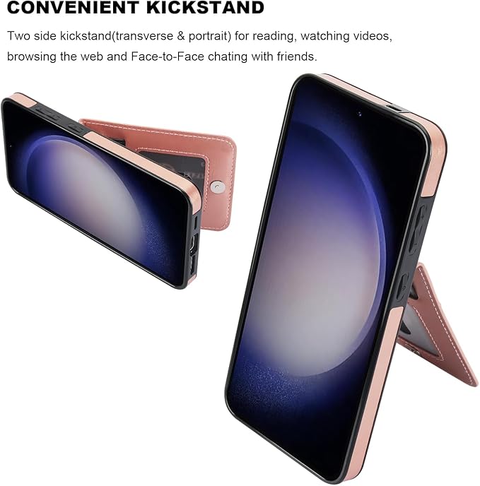 KIHUWEY for Samsung Galaxy S24 Plus Case Wallet with Credit Card Holder, Flip Premium Leather Magnetic Clasp Kickstand Heavy Duty Protective Cover for Samsung Galaxy S24 Plus 6.7" (Rose Gold)