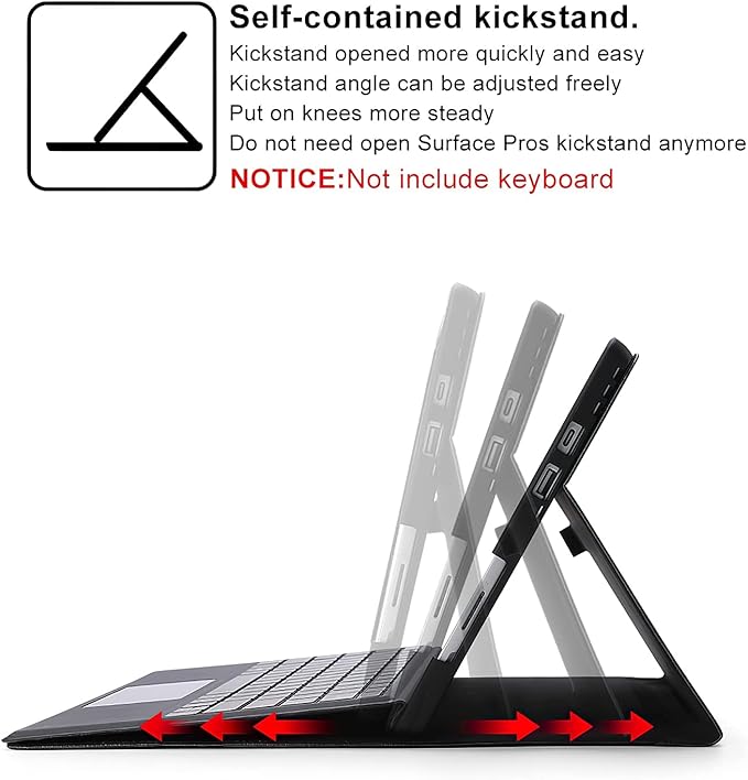 Omnpak Case for Microsoft Surface Pro 7+ (2021)/Surface Pro 7(2019)/Surface Pro 6(2018)/Surface Pro 5(2017)/Surface Pro 4, Adjustable Viewing Angle, Compatible with Type Cover Keyboard