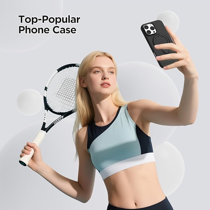 Magnetic Stand for iPhone16 Pro Max Case with Kickstand 【Lab-Certified Protection】【Not Yellowing】【Anti-Fingerprint】 Durable, Enhanced Grip, Slim，Black，iPhone 16 Pro Max 6.9"