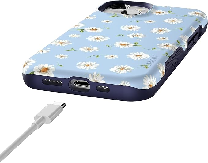 Casely iPhone 14 Case | Daisy Daydream | Baby Blue Floral | Compatible with MagSafe | Bold Protective Design