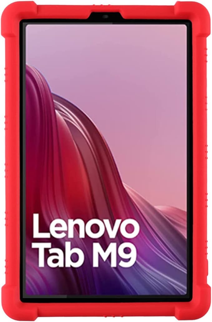 Case for Lenovo Tab M9 Cover 9.0 inch (TB-310FU,2023 Released), Kids Friendly Soft Silicone Adjustable Stand Cover for Lenovo Tab M9 Tablet (Red)