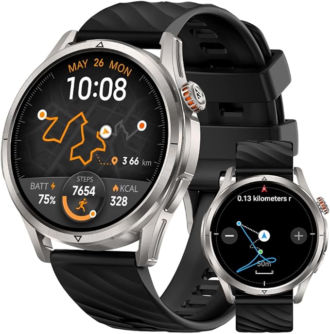 KOSPET Magic R10 Smart Watch for Men Women with GPS, 50-Day Battery Life, 1.43" AMOLED, 5ATM Waterproof Fitness Watch with Heart Rate/Sleep Tracker, Voice Assistants (Silver)