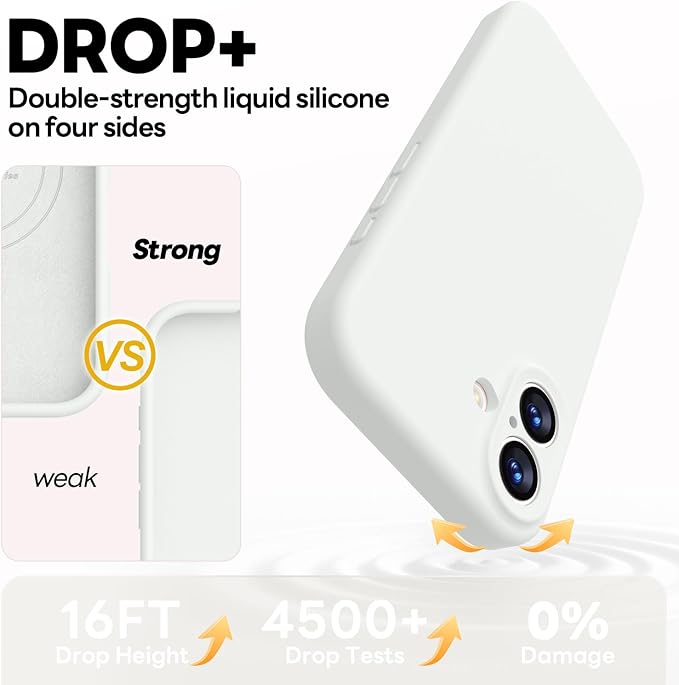 Vooii Magnetic Compatible with iPhone 17 Case (Compatible with Magsafe) (Upgraded Camera Protection) Liquid Silicone Shockproof Full Body Protective Phone Cover for Women Men, White, 6.3"