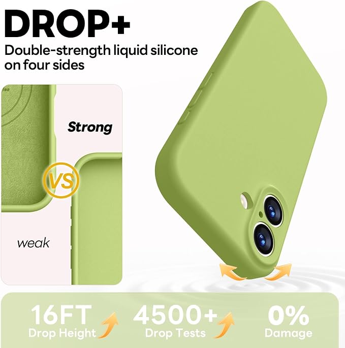 Vooii Magnetic Compatible with iPhone 17 Case (Compatible with Magsafe) (Upgraded Camera Protection) Liquid Silicone Shockproof Full Body Protective Phone Cover for Women Men, Cedar Green, 6.3"