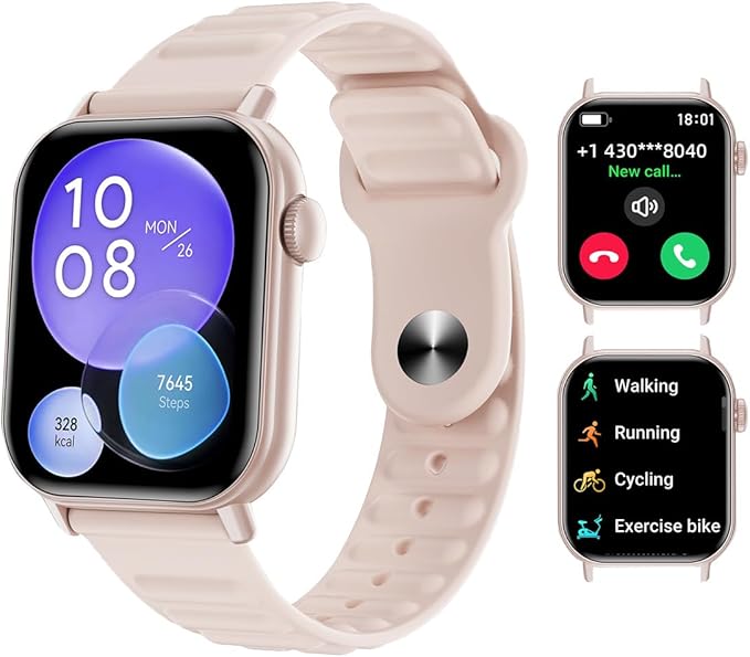 Smart Watch Sports Pedometer Fitness Tracker, Bluetooth Call Heart Rate Blood Oxygen Sleep Monitor, 100 Sports Modes Waterproof for iOS Android Men's Women's Smart Watch (Pink)