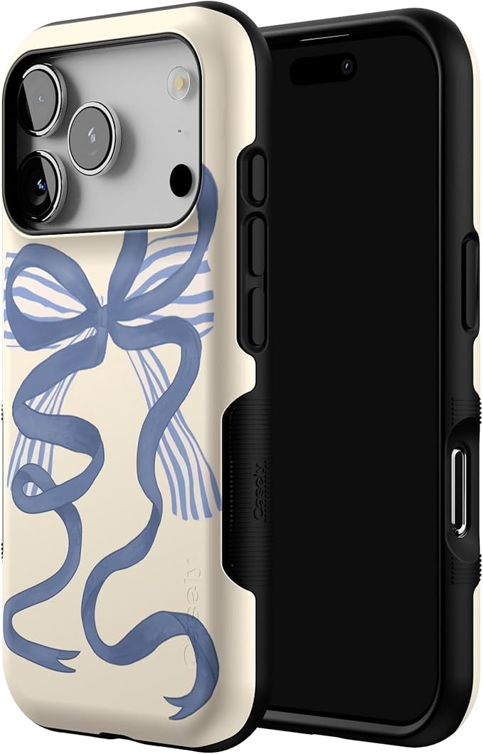 Casely iPhone 17 Pro Case | Heartstrings | Blue Bow | Bold Protective Design | Compatible with MagSafe