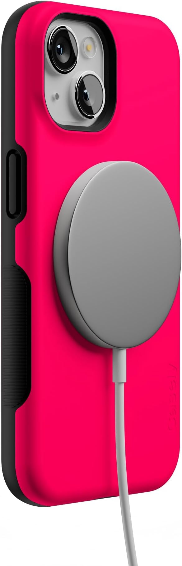 Casely iPhone 14 Case | Think Pink | Solid Neon Pink | Compatible with MagSafe | Bold Protective Design