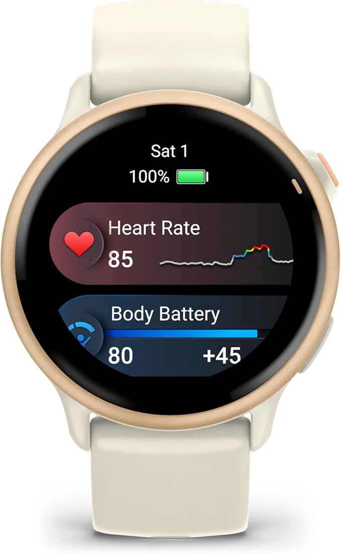 Garmin vívoactive® 6, Health and Fitness GPS Smartwatch, AMOLED Display, Up to 11 Days of Battery, Metallic Pink Dawn with Bone Band