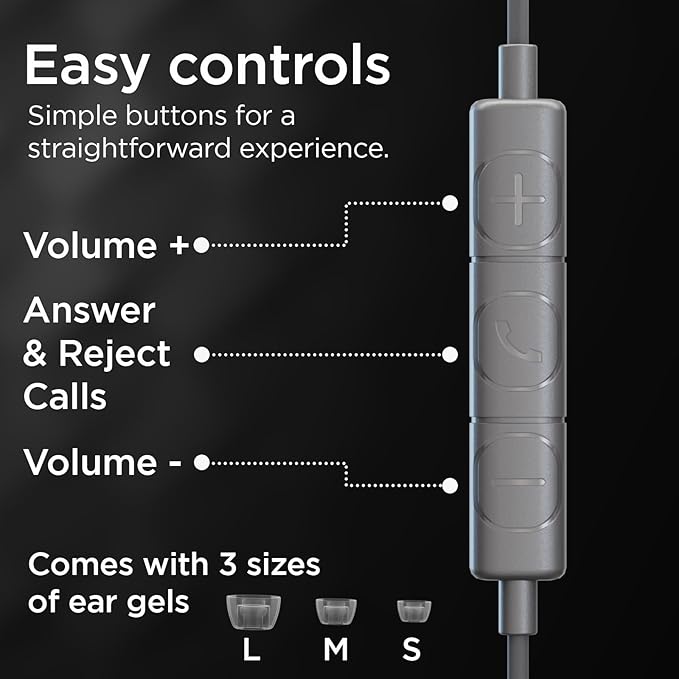 iJoy Fuse Wired Earbuds with Lightning Connector Headphones with Microphone, Noise Cancelling Earphones, Noise Cancelling Headset for Workout, Running, Gym (Black w/MFI Connector)