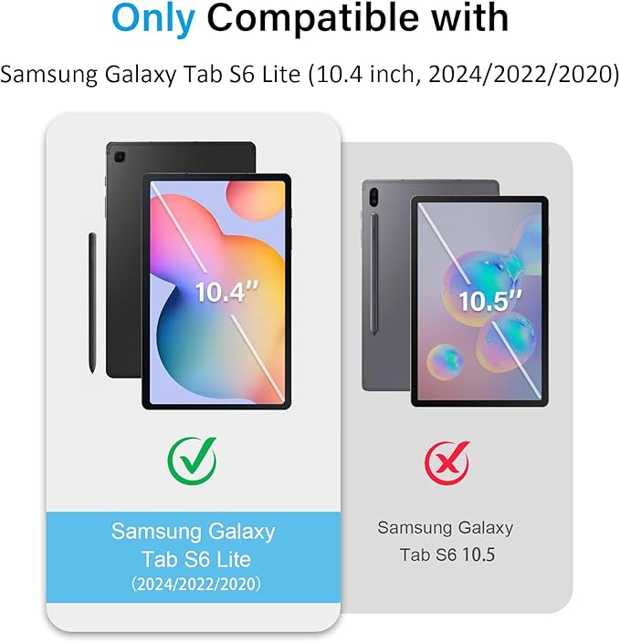 Case for Samsung Galaxy Tab S6 Lite 10.4 Inch 2024/2022/2020 with S Pen Holder, Multi-Angle Viewing Soft TPU Back Cover with Pocket Auto Wake/Sleep.