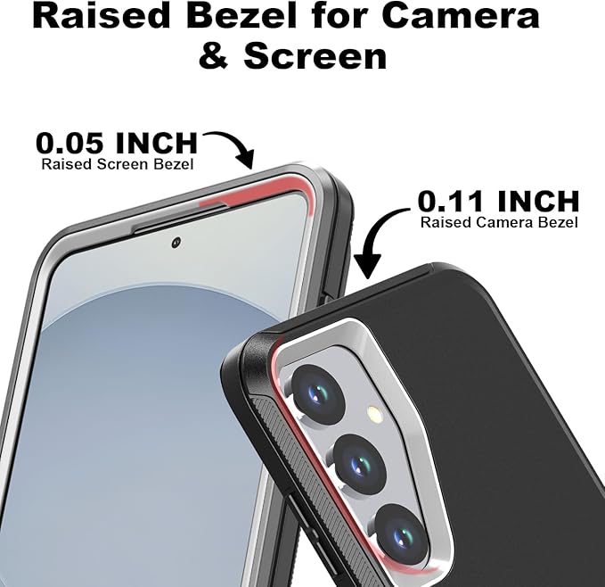 Designed for Samsung Galaxy S24/S25 Case [with Privacy Screen Protector] 3-Layer Full Body Protection Rugged Shockproof Heavy Duty Phone Case Cover, Black/Grey