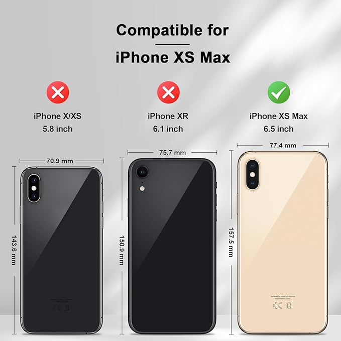 Jasonyu Flip Wallet Case for iPhone Xs Max,Leather Magnetic Folio Cover with Card Holder,Kickstand - TPU Shockproof Durable Protective Phone Case,Black