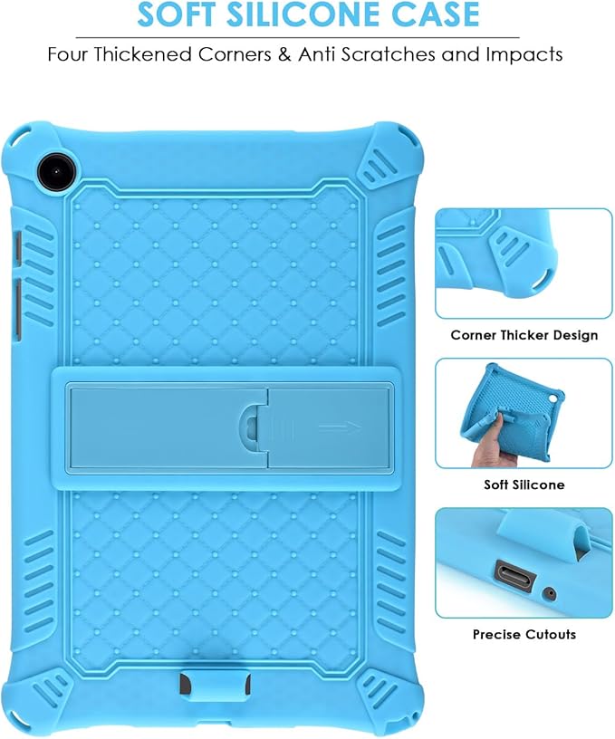 DETUOSI Compatible with Samsung Galaxy Tab A9 Plus Case 11 inch 2023, with Shoulder Strap & Stylus Pen, Soft Silicone Multi-Angle Case for Galaxy Tab A9+ Tablet SM-X210/X216/X218, Sky Blue