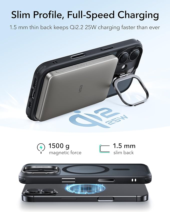 ESR for iPhone 17 Case with Stand, Camera Control Cover Compatible with MagSafe, Military-Grade Drop Protection Magnetic Phone Case for iPhone 17, Scratch-Resistant Back Cover,Frosted Black