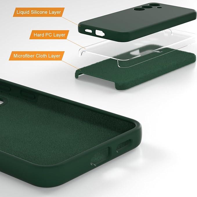 E Segoi Designed for Galaxy S24 Case, Liquid Silicone Gel Rubber Shockproof Case Soft Microfiber Cloth Lining Cushion Compatible with Galaxy S24 5G 6.2 inch (Sequoia Green, S24-6.2")
