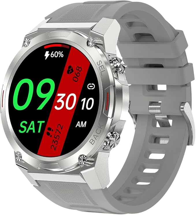 Men's Smartwatch Fitness Watch Outdoor Watch NFC Bluetooth Call Health Monitoring Heart Rate Oximetry 1.43 AMOLED Normal Bright Screen (Silver)