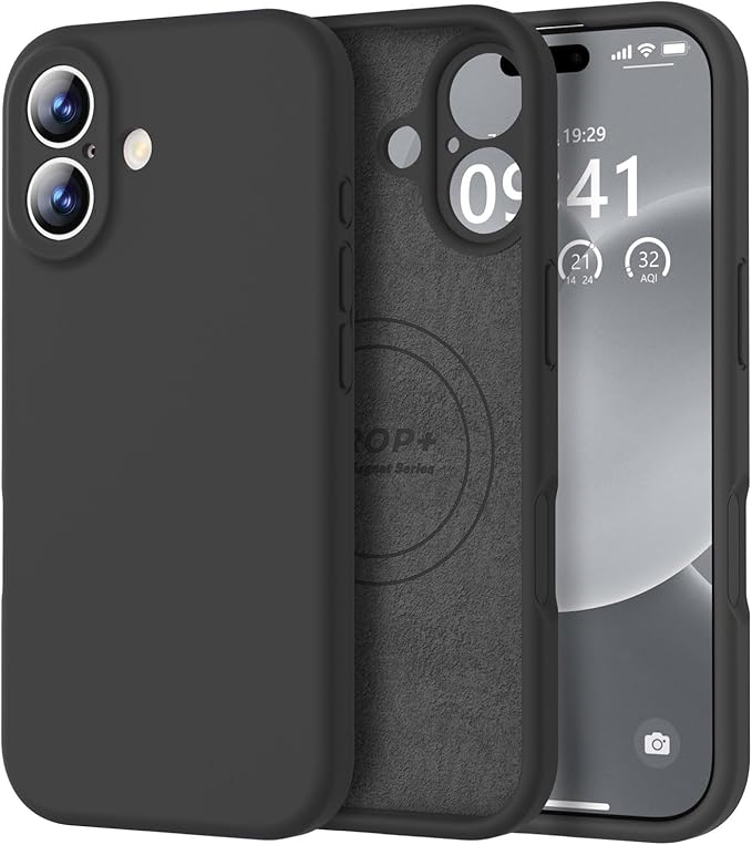 Vooii Magnetic Compatible with iPhone 17 Case (Compatible with Magsafe) (Upgraded Camera Protection) Liquid Silicone Shockproof Full Body Protective Phone Cover for Women Men, Black, 6.3"