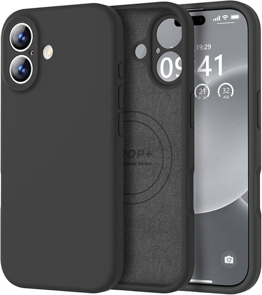 Vooii Magnetic Compatible with iPhone 17 Case (Compatible with Magsafe) (Upgraded Camera Protection) Liquid Silicone Shockproof Full Body Protective Phone Cover for Women Men, Black, 6.3"