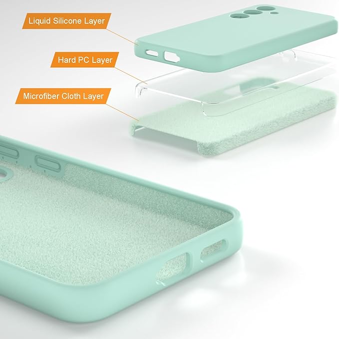 E Segoi Designed for Galaxy S24 Case, Liquid Silicone Gel Rubber Shockproof Case Soft Microfiber Cloth Lining Cushion Compatible with Galaxy S24 5G 6.2 inch (Mint, S24-6.2")
