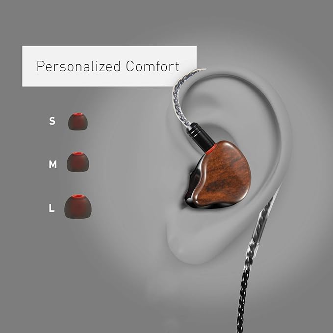 in Ear Monitor Headphones, HiFi Stereo IEM Earphones, Dynamic Dual Driver Wired Earbuds with Detachable Cable, Noise Canceling Headset for Singers Musicians Drummers Audiophile (Wood Grain)