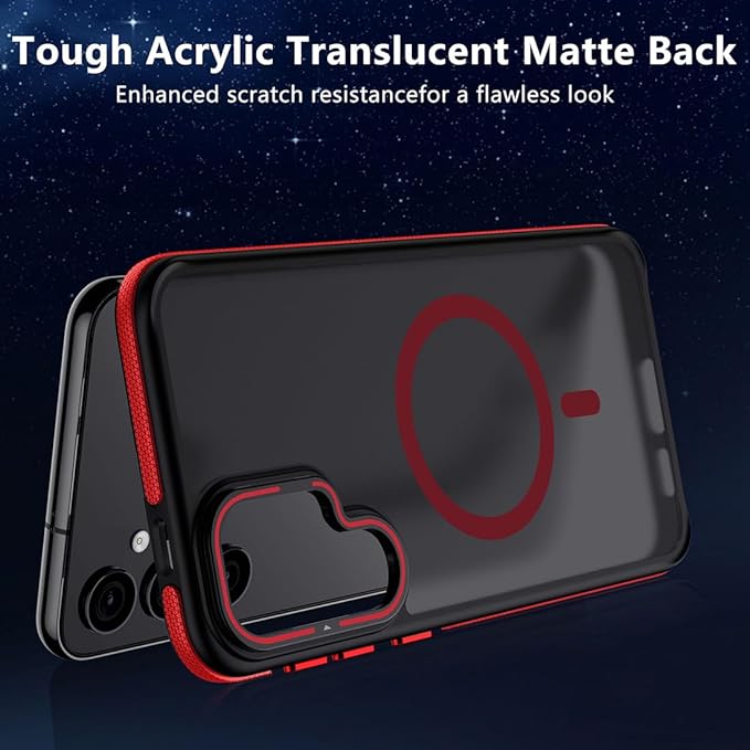 TIANNIUKE for Samsung Galaxy S24 Case, Compatible with MagSafe, Anty-Slip Grip,Military-Grade Protective, Adjustable Kickstand Phone Case, Magnetic Case (Red)