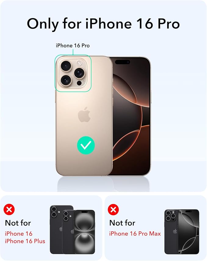 ESR for iPhone 16 Pro Case,Camera Control Button Compatible with MagSafe, Military-Grade Protective Case, Built-in Stash Stand Phone Case, Scratch-Resistant Back Cover, Classic Series, Frosted Black