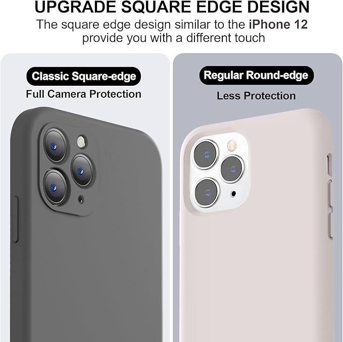 Vooii Compatible with iPhone 11 Pro Case, Upgraded Liquid Silicone with [Flat Edges] [Camera Protection] [Soft Anti-Scratch Microfiber Lining] Phone Case for iPhone 11 Pro 5.8 inch - Dark Grey