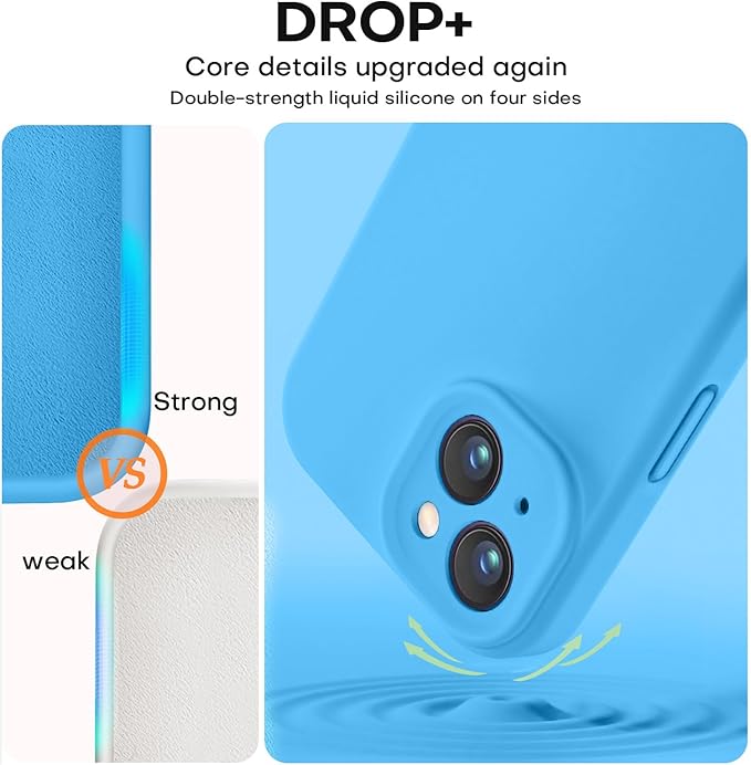 Vooii Compatible with iPhone 15 Case, Upgrade Defender Liquid Silicone, [Enhanced Camera Protection] [Soft Anti-Scratch Microfiber Lining] Shockproof Phone Case for iPhone 15 6.1 inch - Blue