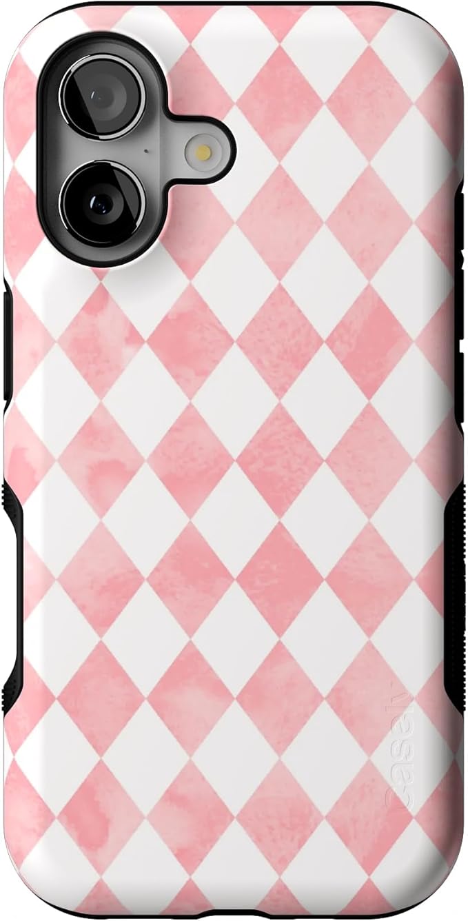 Casely iPhone 17 Case | Queen of Diamonds | Pink Watercolor | Bold Protective Design | Compatible with MagSafe
