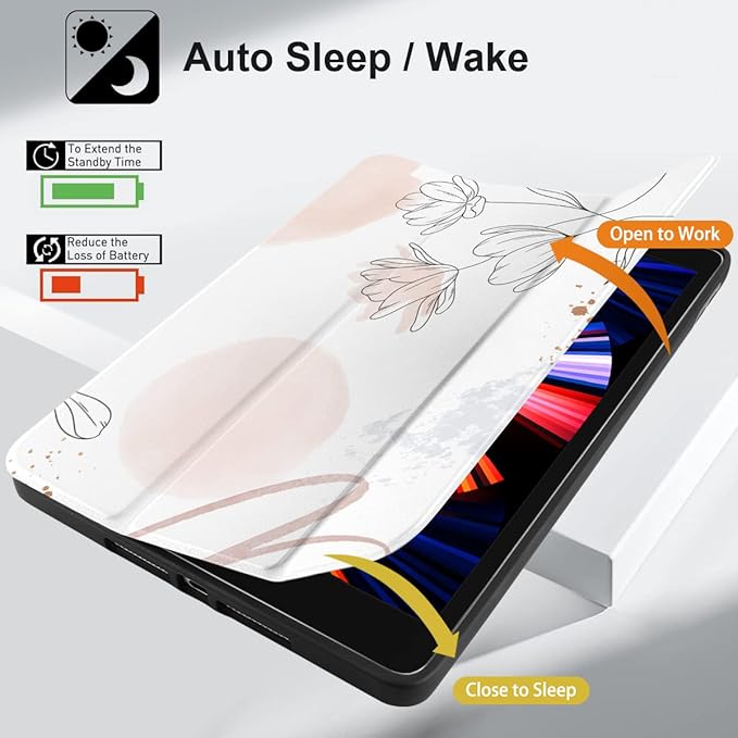 DONGKE Case Compatible with iPad 10.2 Inch 2021 2020 2019 iPad 9th/8th/7th Generation with Pencil Holder, Slim Stand Protective Case with Soft TPU Back, Auto Sleep/Wake Cover, Abstract Flowers