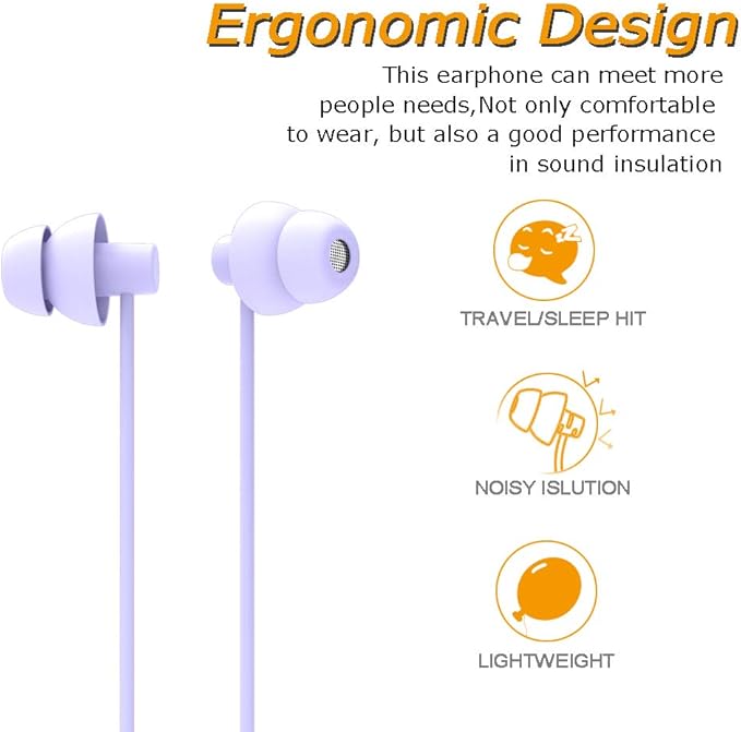 MAXROCK (TM Total Soft Silicon Headphones with Mic Sleep Travel Choice for Cellphones Tablets and 3.5mm Jack (Violet)