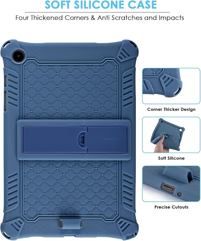 DETUOSI Compatible with Samsung Galaxy Tab A9 Plus Case 11 inch 2023, with Shoulder Strap & Stylus Pen, Soft Silicone Multi-Angle Case for Galaxy Tab A9+ Tablet SM-X210/X216/X218, Dark Blue