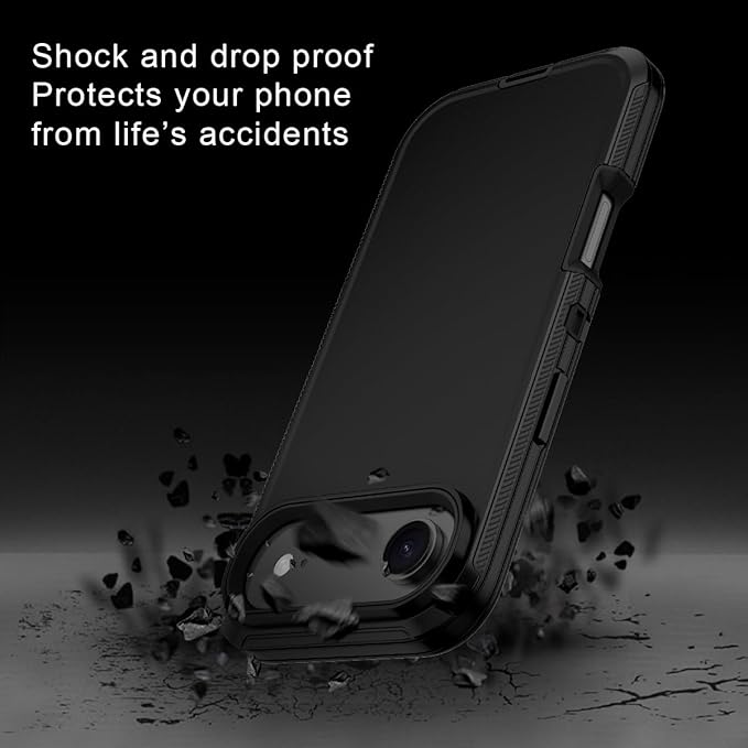 for iPhone Air Case/iPhone 17 Air Case Shockproof Dust/Drop Proof 3-Layer Full Body Protection [Without Screen Protector] Rugged Heavy Duty Cover for Apple iPhone Air 6.5" 2025,Black