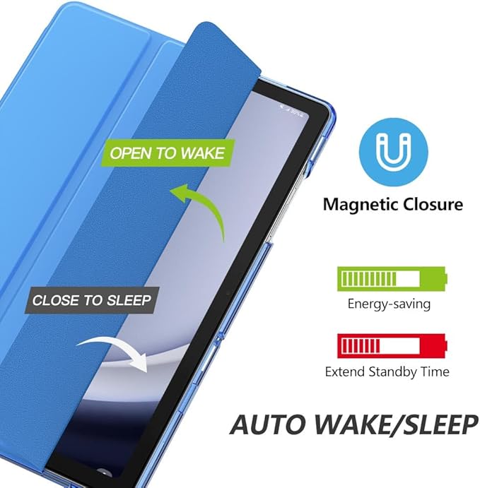 MoKo Case for Galaxy Tab A9+/A9 Plus 11 inch 2023, Slim Stand Protective Smart Cover with Hard PC Translucent Back Shell for Tab A9 Plus Tablet (SM-X210/X216/X218), Auto Wake/Sleep, Blue Wave