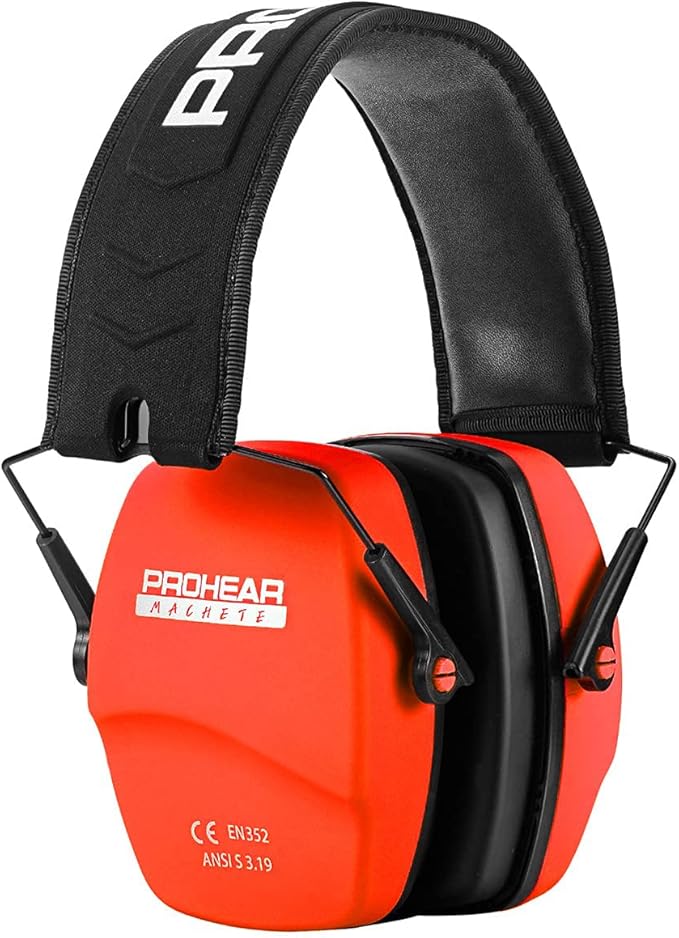 PROHEAR 016 Ear Protection Safety Earmuffs for Shooting, NRR 26dB Hearing Protector with Low-Profile Earcups, Compact Foldable Ear Defenders for Gun Range, Hunting (Orange)