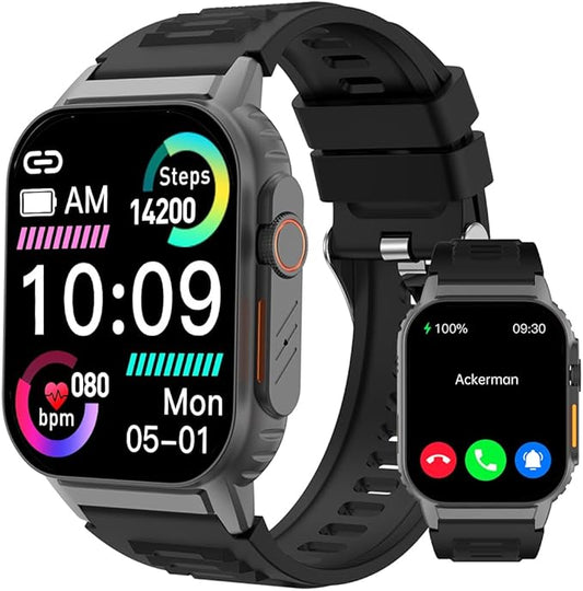 Smart Watch(Answer/Make Call), 2.01" Smartwatch for Men Women, IP67 Waterproof, 100+ Sport Modes Fitness Tracker, Heart Rate Sleep Monitor, AI Voice, Smart Watches for Android iOS Phones