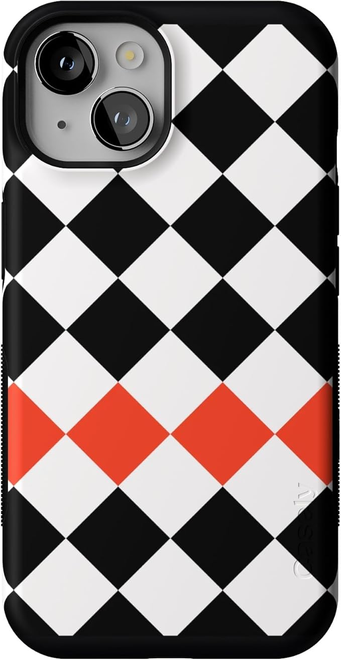 Casely iPhone 14 Case | Checkerboard | High Contrast Design | Compatible with MagSafe | Bold Protective Design