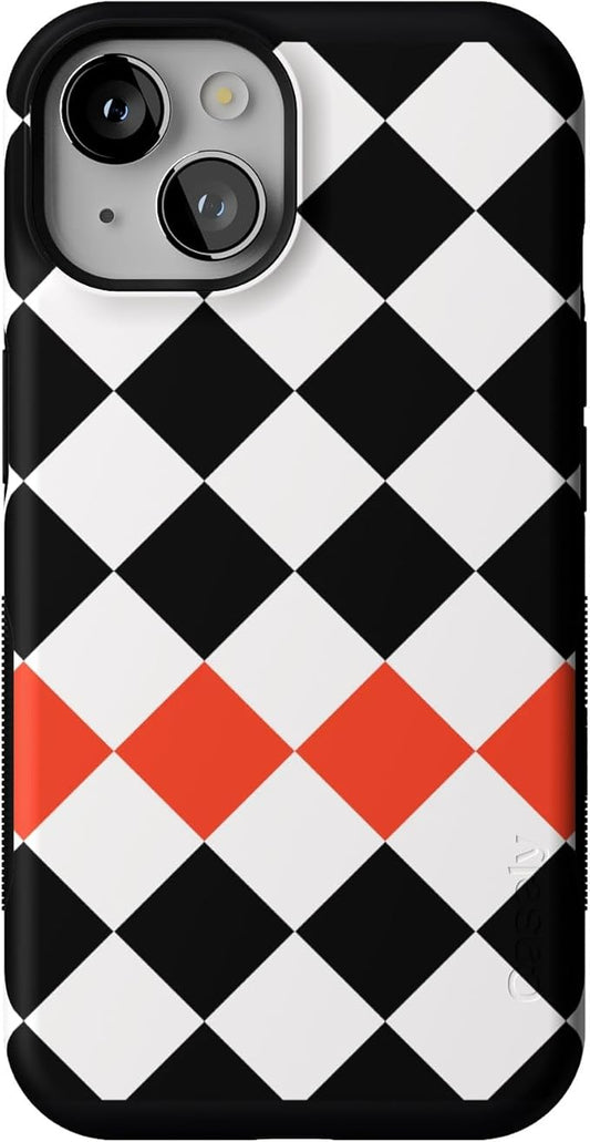 Casely iPhone 14 Case | Checkerboard | High Contrast Design | Compatible with MagSafe | Bold Protective Design