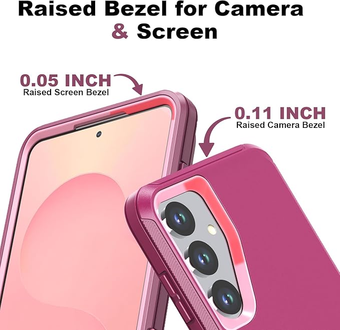 Designed for Samsung Galaxy S24 Plus/S25 Plus Case [with Privacy Screen Protector] 3-Layer Full Body Protection Rugged Shockproof Heavy Duty Phone Case Cover, Purple/Pink