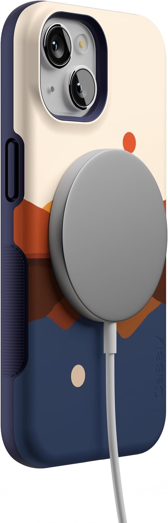 Casely iPhone 14 Case | Opposites Attract | Day & Night Colorblock Mountains | Compatible with MagSafe | Bold Protective Design