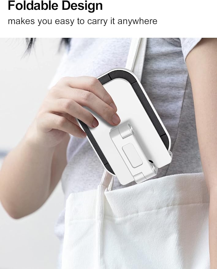 OCYCLONE Phone Stand, Adjustable Height and Angle Foldable Cell Phone Stand Holder for Desk, Taller iPhone Stand Compatible with 4.7"-13" Smartphones iPad Tablet, White