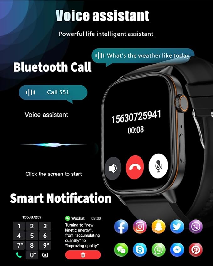 LAKEYLOYI Smart Watches for Men Women Answer Make Calls HD Smartwatch for iOS Android Phones Activity Fitness Tracker Smartwatches with Heart Rate/Sleep Monitor Pedometer Waterproof,Black (Black)