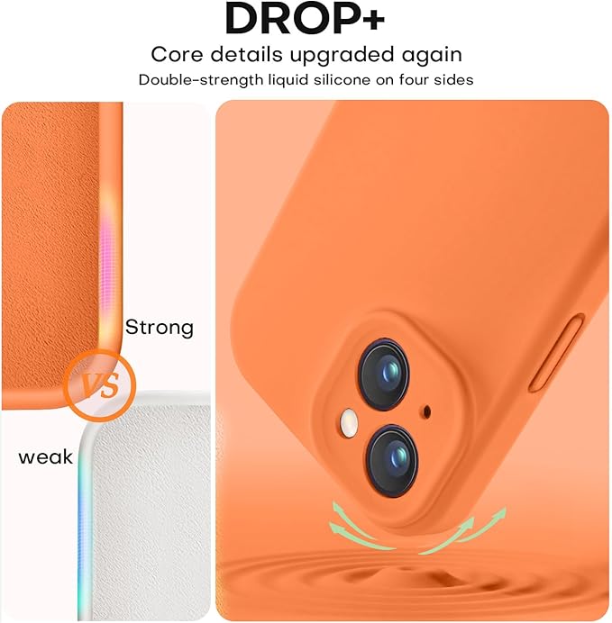 Vooii Compatible with iPhone 13 Case, Liquid Silicone Upgrade [Camera Protection] [Soft Anti-Scratch Microfiber Lining] Shockproof Phone Case for iPhone 13 6.1 inch - Bright Orange