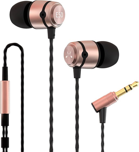SoundMAGIC E50 Wired Earbuds No Microphone in Ear Monitor HiFi Earphones Noise Isolating Headphones Comfortable Fit Black Gold