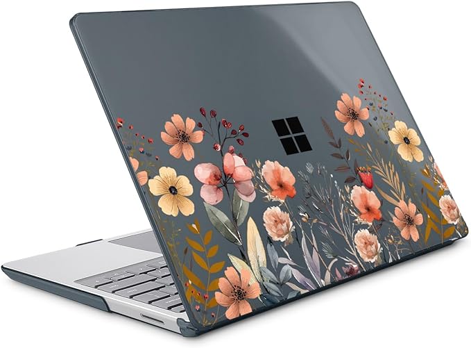 Tuiklol Case for 12.4 Inch Microsoft Surface Laptop Go 3/2 / 1 2023-2020 Releases, Plastic Hard Shell Case with Screen Protector and Keyborad Cover +Dust Plugs Model 2013/1943,Abstract Flower