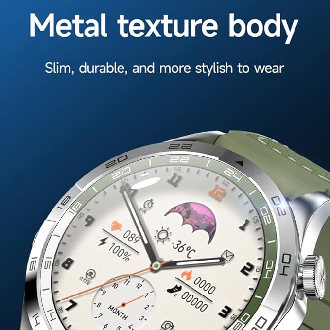 Smart Watch for Men Women - with 8+128GB Extra Storage, 1.43" AMOLED HD Screen, 24/7 Heart Rate/Sleep Fitness, 115+Sports Modes|IP68 Waterproof Compatible with iOS/Android (Green)