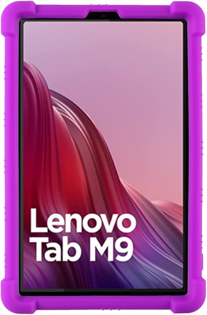 Case for Lenovo Tab M9 Cover 9.0 inch (TB-310FU,2023 Released), Kids Friendly Soft Silicone Adjustable Stand Cover for Lenovo Tab M9 Tablet (Purple)